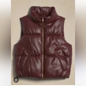Faux leather Burgundy Puffer Vest
